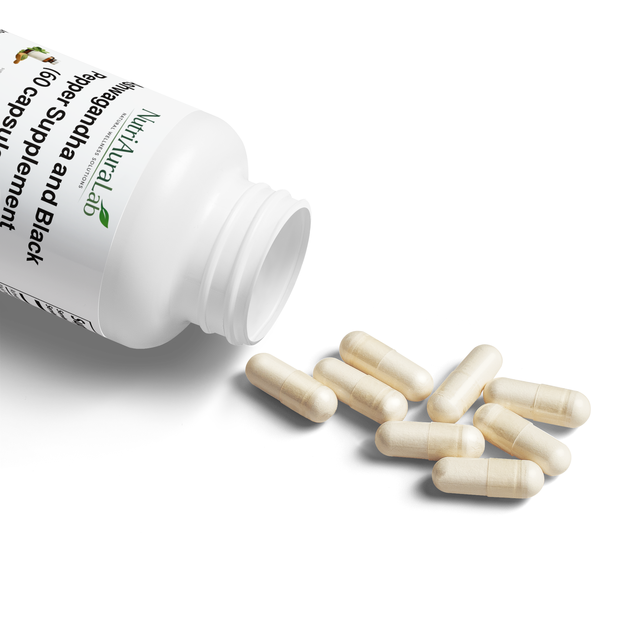 Ashwagandha and Black Pepper Supplement (60 capsules) - Image 2