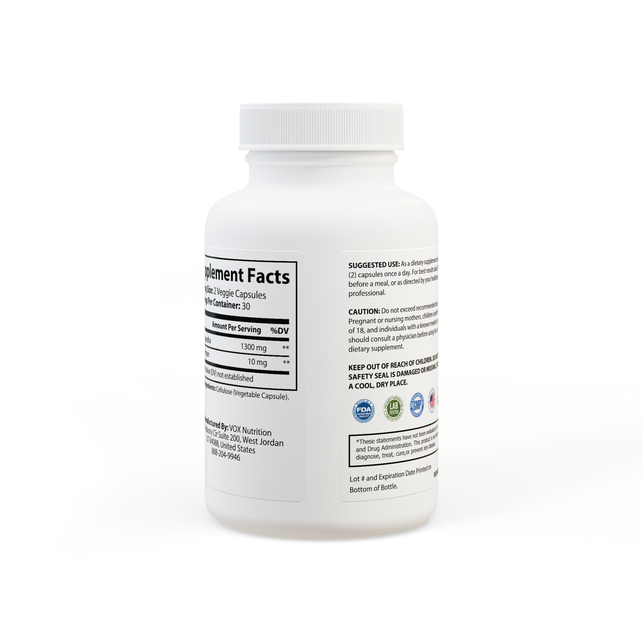 Ashwagandha and Black Pepper Supplement (60 capsules) - Image 4